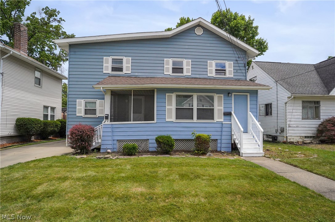 Here is a Nice Duplex in good condition located in a convenient Cuyahoga Falls location. It has a two car detached  garage plus an additional parking pad that could accommodate two more cars plus a nice sized partially fenced back yard. The first floor apartment has two bedrooms, one full bath, a living room and a kitchen plus access to a nice deck porch that overlooks the back yard. The first floor unit has interior access to the basement laundry area. The first floor unit  is currently occupied on a month to month lease with a long term tenant who would like to stay. The second floor apartment is currently vacant. It has a small screened porch at the front entrance,  two generous sized bedrooms, a full bath, a living room and a kitchen. This second  floor unit accesses the basement laundry area through an exterior door. The basement is shared by both tenants but they each have their own designated  laundry area.  All utilities have separate meters and the tenants pay all of their own utilities. HOME TO BE SOLD IN  AS IS CONDITION.