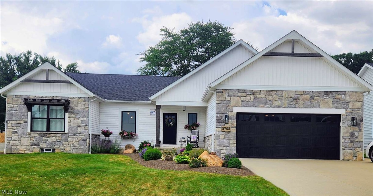 Why build when you can purchase this like new home and make it your very own? This beautiful home was built in 2019 and well cared for since 2020. The one level ranch has an open floor plan that is so well laid out. The master suite connects to a bath with double vanities, tiled shower, toilet closet and leads right into the walk-in closet and separate laundry room. Since purchase, the home has been upgraded with an extended drive, concrete patio, shed, flower boxes, and more. The full basement is already framed and ready to add the additional space to fit your needs. A highlight is the outdoor covered patio area that has a ceiling fan to keep you cool on hot nights and fireplace to warm you when drinking your morning coffee.
