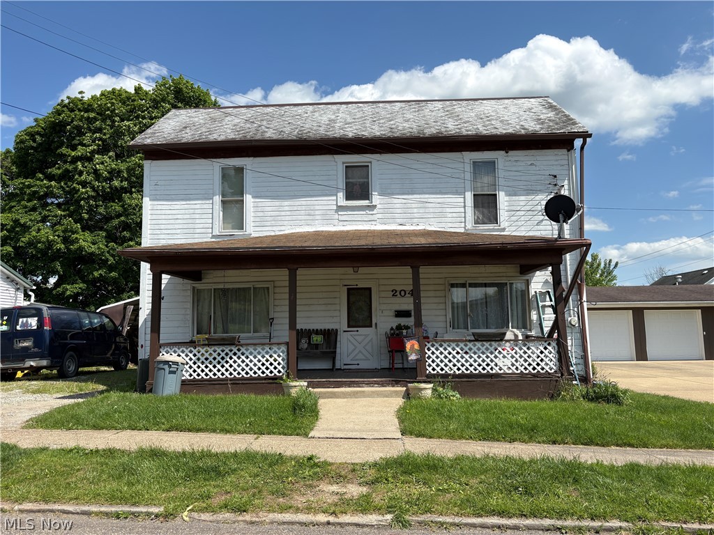 Two story home in Woodsfield on a 1/3 of an acre +/-.  Home in need of some TLC.  Carport partially closed in. In front of a 20 X 40 Pole Building.  The property also has a 12X16 Shed, carport, 12 X 25 Lean-To.  Nice level back yard, great space for gardens and is fenced in. 
The house has had some updates over the years. Kitchen, bath and living room.  Floors are updated.  
Nice room to left of entry way could be a fourth bedroom, or nice family room with sliding glass doors out to the back porch.  Upstairs offers three bedrooms and a full bath. 
One bedroom needs repaired.  
Sellers are reserving any gas and oil rights they may own.