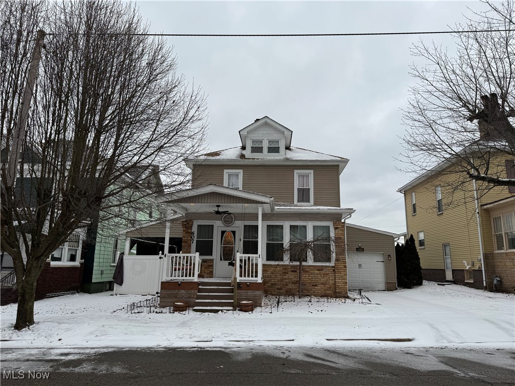 Welcome to this beautiful and spacious two-story home featuring 4 bdrms and 3 baths! You'll appreciate the convenience of both an attached and detached garage (with a wood burning stove in the detached)! The charming enclosed front porch invites you inside, where you will find a large sunroom complete with a cozy fireplace, perfect for relaxation! The first floor boasts a nice-sized dining room and living room, 1/2 bath, and a modern kitchen with a side bar/two chairs, newer stainless steel appliances that stay, and an abundance of cabinet space! The large mudroom adds to the functionality of the home and leads out to the attached garage.  Upstairs you'll discover a full bath with jetted tub and all four bedrooms all on the same level. The partially finished basement consists of a comfortable rec-room featuring an overhead projector and bar area. Once you step outside, you enter your own little oasis of paradise! The exquisite patio is designed as an ultimate retreat fully equipped with a surround sound Pyle blue tooth/USB stereo system, overhead skylights, ceiling fan, sliding barn doors, and a gas fireplace!  The flat backyard enhances the enclosed deck illuminated by soft lighting, creating an ideal space to enjoy the tranquility of your surroundings. This patio and backyard setup is the perfect place for all your entertaining wants and needs! Don't miss the opportunity to call this exceptional property "Home!"