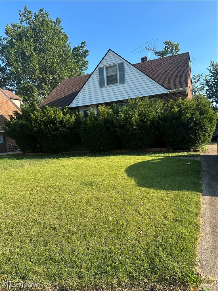Solid brick Cape Cod in need of some TLC very close to Euclid middle and high school.  Two bedrooms and full bath on main floor, additional bedroom and half bath on second floor.  Full basement, partially finished for additional living space, small workshop and laundry.  Porch with railing on back side of house.  Detached two car garage.
