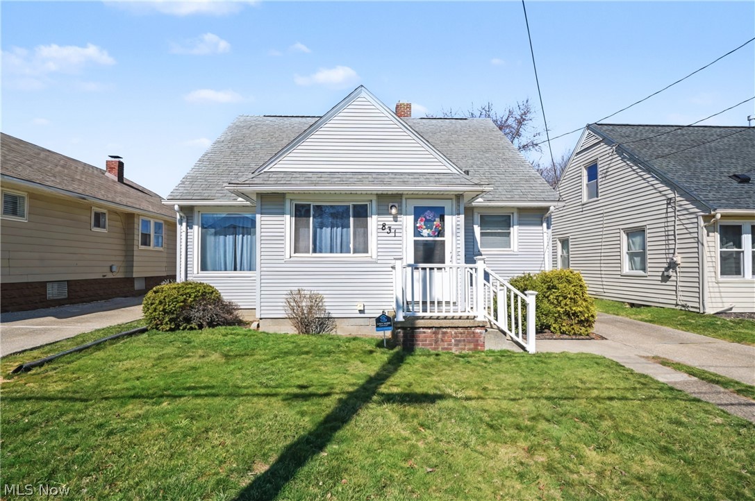 Charming 3-bedroom Cape Cod offering comfortable living and great value! The spacious living room flows nicely into a dining area, creating a warm and inviting space for everyday living or entertaining. The kitchen features beautiful maple cabinets and plenty of workspace, with all appliances included—plus the washer and dryer.  Two generously sized bedrooms with ample closet space are conveniently located on the first floor, while the second floor offers a private third bedroom. The full bath includes an updated tub and toilet. Ceiling fans are installed in each bedroom for added comfort.  Additional features include a full, unfinished, partially waterproofed basement offering plenty of storage or future finishing potential.  1-car detached garage, and roof was replaced approximately 2015. The seller is also providing a home warranty. A truly cute and well-maintained home ready for its next owner!