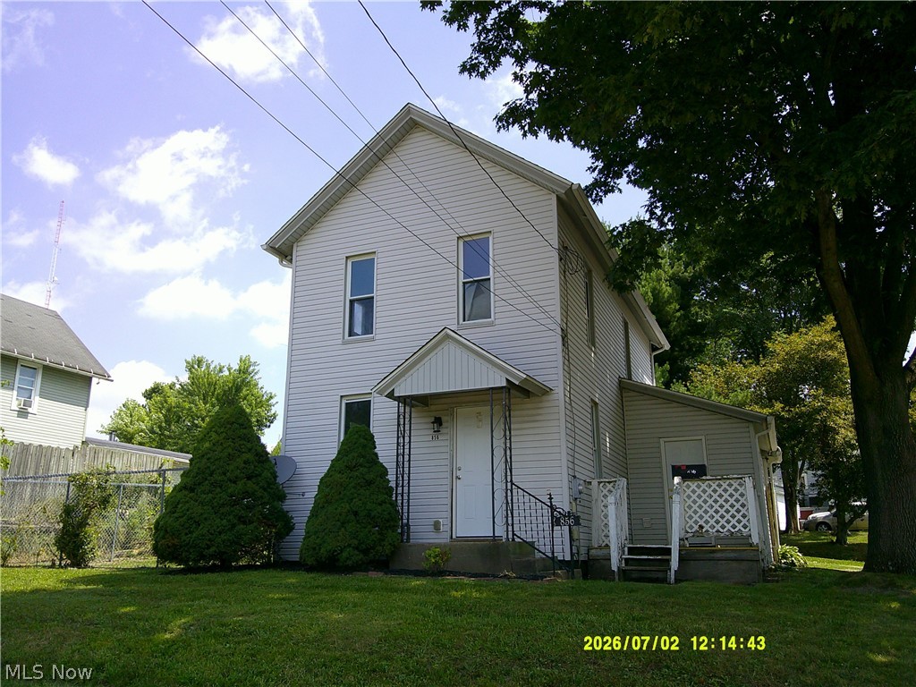 Century home with 3 bedrooms and 1 bathroom with 1,166 square feet. Vinyl siding and vinyl windows. Newer exterior doors. Large kitchen with eating area and built-in display cabinet. First floor laundry room. Side deck. Covered back patio and fenced backyard. Detached 1 car garage. This property is eligible under Freddie Mac First Look Initiative through 08/01/2026. Seller will not complete any repairs to the subject property, either lender required, or buyer requested. The property is sold in AS-IS condition. Buyer to verify all information. Buyer or Buyer's Agent responsible to check with Building, Zoning, EPA, DEA, Tax Department or any other requirement for intended use. Buyer to pay for all inspections. Earnest money to be a cashier's check or wired to the title company. Subject to clear title.
