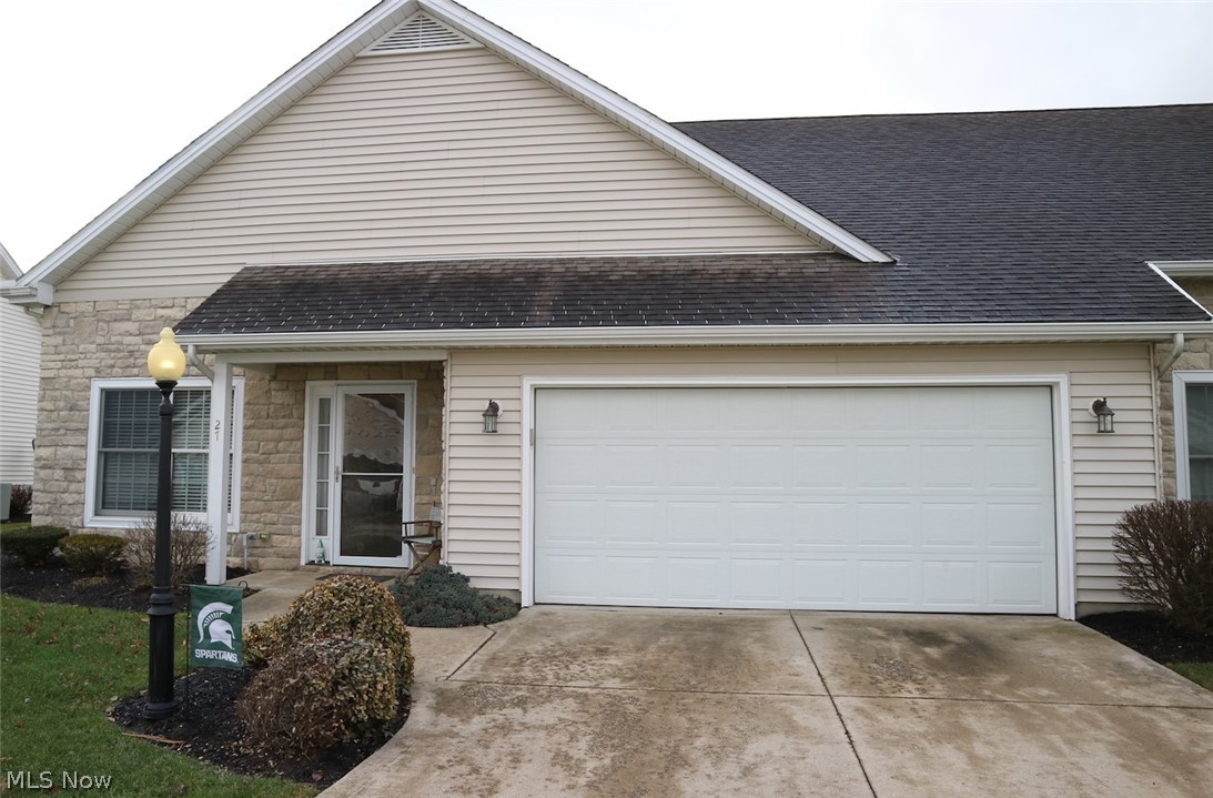 Maintenance free one story condominium living at its Best!  Come see this impeccably maintained two bedroom, two bath cluster home just off State Route 58.  Features include a well designed open/contemporary floor plan, vaulted ceiling in living/dining/kitchen area, gas fireplace, private patio, large bedrooms, with plenty of closet space.  The ample two car garage has additional storage in the attic via a pull down ladder.   Close to all Lorain County has to offer!  Located between Oberlin and Wellington with easy access to St Route 480.  Close to Oberlin College, LCCC Wellington Center, Lorain County JVS, and Lorain County Metro Parks Splash Zone.  Make your appointment today!