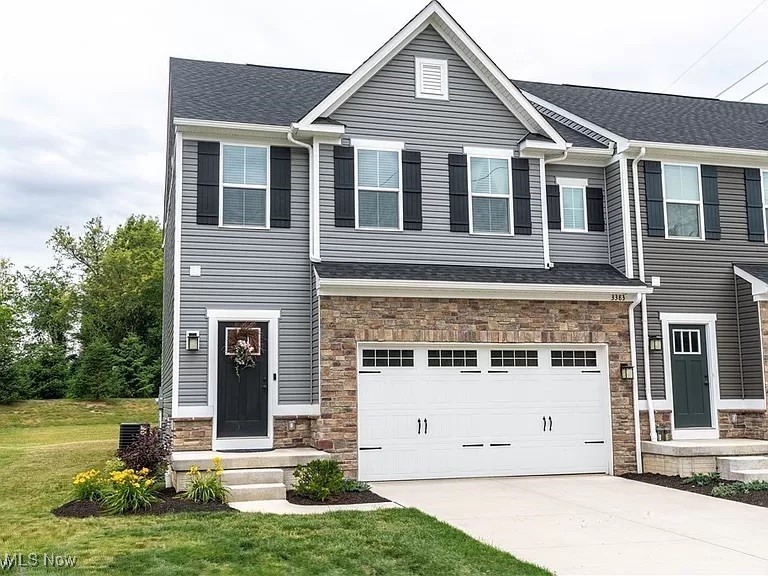 Welcome Home to this charming condo in Jackson Township and in Jackson local school district. A well maintained home with neutral decor throughout.  This desirable  floor plan where the living room is open to the kitchen and dining area creates a bright and spacious living space. The kitchen is beautiful with cherry stained cabinets, granite counters, and breakfast bar with room for extra seating. From the dining area sliding glass doors step out onto the large patio overlooking the expansive green space and line of pine trees. The second floor includes 3 bedrooms, 2 full baths, the laundry room and a loft area that is perfect for an office space or play room. The full basement is bright and open with plenty of room for storage or play. This ideal location is close to the park and convenient to schools and shopping. Here is where you will  enjoy carefree living with the  reasonable monthly fee that covers  lawn maintenance and snow removal.  Home warranty included.