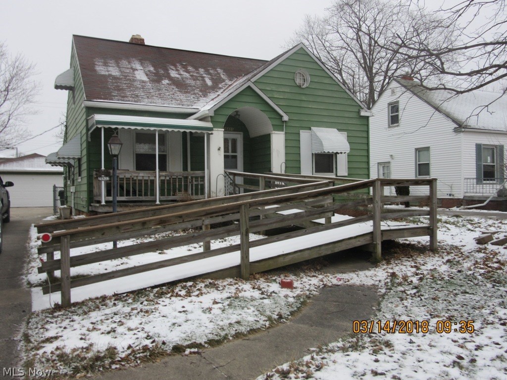 Aluminum sided cape cod w/ front deck and rear enclosed porch! 3/4 bedrooms, full bath, oversized kitchen, finished basement, ca, newer garage door/opener/electrical!