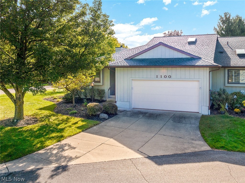 Rarely available and highly desirable, airy and bright ranch style condo in the Kammes! Dont miss this spacious end unit with vaulted ceilings, a fireplace in the living room and a sunny den with sliders to the private patio space. Convenient one floor living including first floor laundry.  2 spacious bedrooms and 2 full baths.  Primary suite with 2 walk in closets! Full basement perfect for storage. Updated counters in the kitchen and newer paint throughout. 2 car garage. This unit has it all!