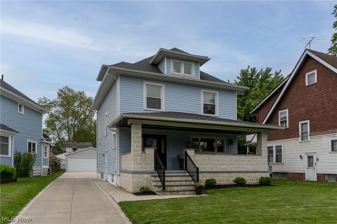 Completely rebuilt from the studs in 2021, this one-of-a-kind Newburgh Heights home offers the character of a classic build with the quality, layout, and systems of high-end new construction. Situated on arguably one of the best lots in Newburgh Heights overlooking Washington Park, every inch of this property has been thoughtfully redesigned and updated. Major improvements include all new electrical, plumbing, insulation, siding, roof, windows, driveway, HVAC, hot water tank, full basement waterproofing, and a brand new oversized 2.5 car garage. Inside, the reworked floorplan delivers modern functionality with an open-concept design, first floor half bath, stunning kitchen featuring a waterfall stone island, gas fireplace, and real hardwood floors throughout. Upstairs offers three spacious bedrooms along with two massive full bathrooms, both featuring double vanities. The finished third floor adds incredible flexibility with its own mini split HVAC system, perfect for a fourth bedroom, office, gym, or loft-style hangout space. Added convenience is laundry on the second floor. Enjoy both covered front porch views overlooking the park and a raised rear patio ideal for entertaining. Walking distance to Washington Golf course.  This is a rare opportunity to own a home that truly feels better than new construction while maintaining the charm and craftsmanship that newer homes simply cannot replicate. Call The list agent to learn more about additional city incentives.