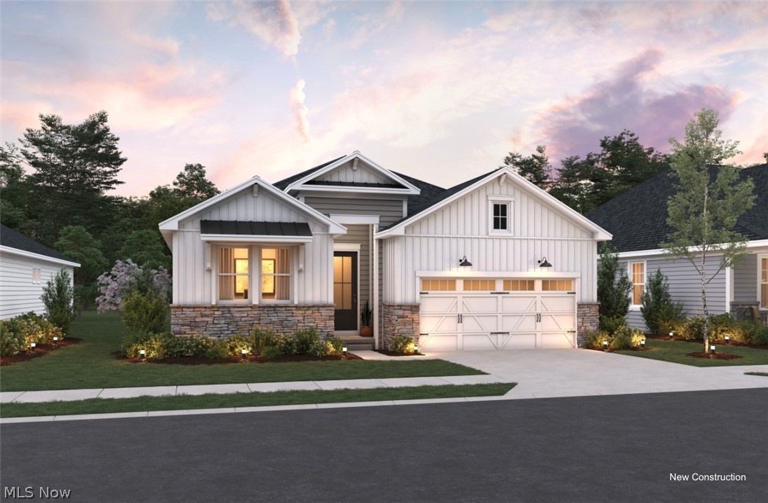 Welcome to the Astaire at Four Seasons at Sandstone, where low maintenance living meets a vibrant 55+ lifestyle. This thoughtfully designed home is perfect for those ready to simplify without sacrificing style. Located in a premier active adult community, residents enjoy resort style amenities including a clubhouse, fitness center, outdoor pool, pickleball, shuffleboard, and a full calendar of social activities that make it easy to stay connected. Inside, the Astaire features our Farmhouse Look, combining cozy charm with modern style. The open concept layout offers a spacious great room that flows into the kitchen and dining area, ideal for both everyday living and entertaining. The kitchen is beautifully appointed with stylish cabinetry, coordinating countertops, and a functional design. The owner’s suite provides a private retreat with a well appointed bath and generous closet space, while additional rooms offer flexibility for guests or a home office. With lawn care and snow removal included, you can spend less time maintaining and more time enjoying. Move in ready, this home offers the lifestyle you’ve been waiting for.