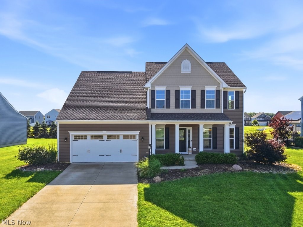 Welcome to 9314 Winfield Lane — a beautifully maintained 4-bedroom, 2.5-bath home built in 2018 offering over 2,300 sf in one of Northeast Ohio’s fastest-growing communities. Located in desirable North Ridgeville, this newer construction home combines modern finishes, functional living space, and convenient access to shopping, highways, parks, and everyday amenities. Inside, the open-concept first floor features LVP flooring and a spacious kitchen with multi-level granite countertops. There is a stunning oversized center island, abundant cabinetry, full pantry and ample space. Appliances included — making it ideal for entertaining and everyday living. Owners improved the floor plan with a bright morning room overlooking the backyard. Large windows fill the home with natural light. The first-floor study with French doors offers the perfect home office, playroom, or flex space. A mud room to the garage and  half bath finish the first floor. Upstairs, you’ll find four generously sized bedrooms, and a spacious primary suite - with a luxurious full bath with double shower heads. Also on the second floor, an additional modernized full bath. Note the upper level laundry with a newer washer and dryer for everyday practicality. Exterior upgrades include an enhanced front porch elevation with columns and beautiful landscaping. The full basement is plumbed for a future bathroom, offering excellent potential for additional finished living space. Located near Route 10, I-480, and major retail and dining destinations, North Ridgeville continues to attract buyers and city commuters looking for newer homes, strong community growth, and suburban convenience with easy access to Cleveland, Avon, and surrounding Lorain County areas. Easy drive to I-480, Rt 10, I-90, I-80, Westlake, Avon, Strongsville, Cleveland, airport corridor. Reach Cle-Hopkins in 20 minutes or less. Access to well maintained community pool for summer fun and trails to enjoy, this is an excellent place to call home!