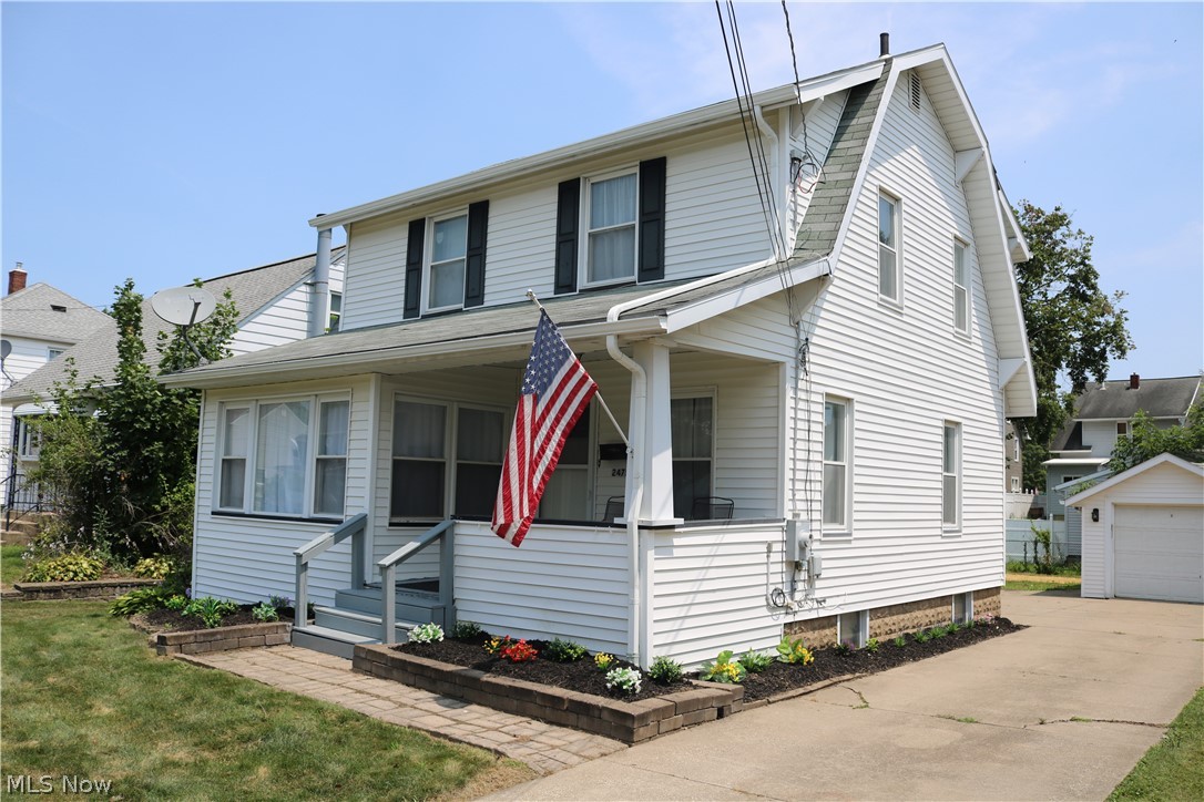 Beautiful, well kept 3 bedroom Colonial style home located in a desireable neighborhood right in the heart of Cuyahoga Falls!  This home offers a great mix of updates while still holding on to that Cuyahoga Falls Character and charm.  Just inside the front door you find yourself in large cozy living room with plenty of space for your choice of furniture to enjoy your favorite movie or sporting event.  To your left, there is a nice size formal dining area for those holiday meals with family and friends or just everyday meals.  The spacious kitchen (with appliances included) offers more than enough counter space for whatever you may need..plenty of storage as well.  The front of the house next to the living room also offers additional bonus space that would be great for a hobby room (currently being used as an office), office, or additional sitting area..with windows on 3 walls offering an abundance of natural light.  The second floor offers 3 good size bedrooms, additional storage, and a large full bathroom that includes additional counter space and a full size closet plenty big enough to hang clothes in or put whatever you would like inside.  On the lower level (basement) there are multiple shelves for even more storage, and a work bench for tinkering or hobbies.
If that wasn't enough for you..the outside of the home offers even more, including a concrete driveway for parking, detached one car garage with opener, large shed for outdoor storage, sitting area outside the back door, and a covered front porch to sit and enjoy your morning coffee or  just sit and relax after a long day.  Updates include brand new carpet throughout, landscaping and grading around foundation, updated electrical (150 amp) vinyl windows, fresh paint, shed recently painted and new gutters with gutter guards.