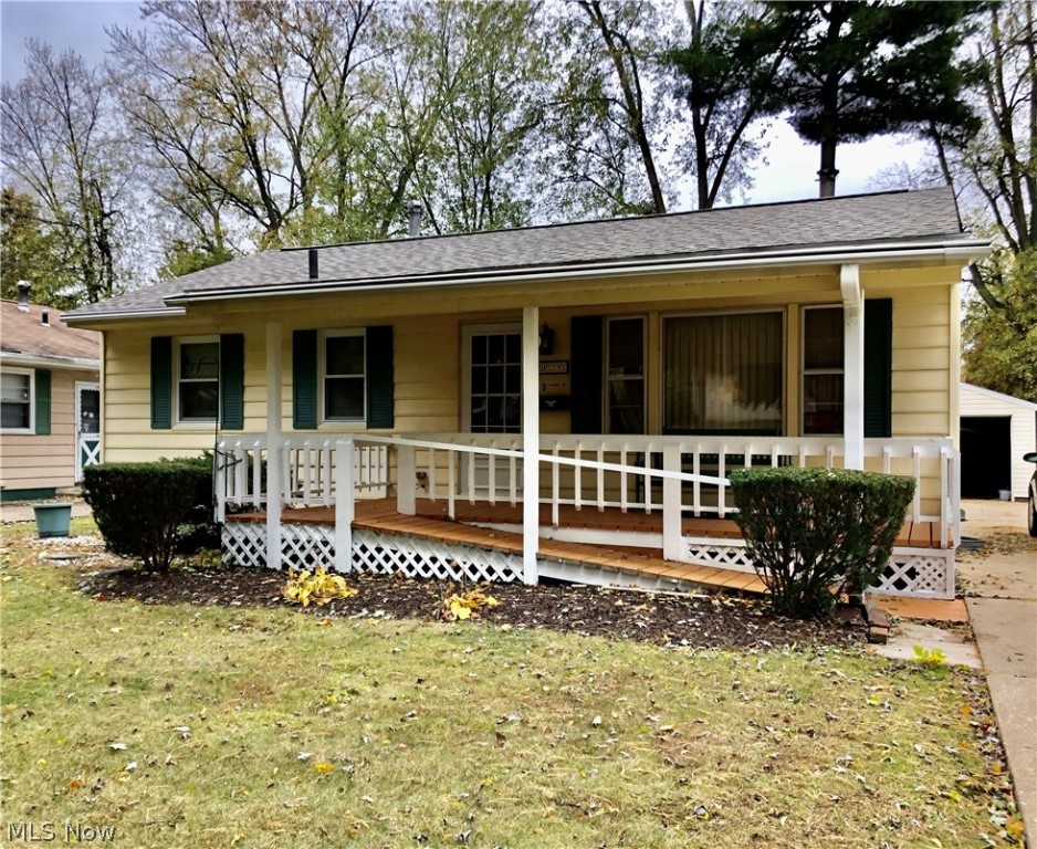 Dont miss this lovingly cared for home on a quaint residential street!  This charming ranch has been meticulously maintained.  Updates include replacement windows and new roof. First floor offers a nicely sized living room and an eat in kitchen.  Down the hall you will you find a large bathroom with widened door,  a huge master bedroom boasting 2 closets, and a smaller second bedroom with double closets as well!  Plenty of extra space in the finished lower level including a half bath! Charming front porch and a wheelchair accessible  back deck! Once car detached garage and easy care back yard.   This house has so much to offer!