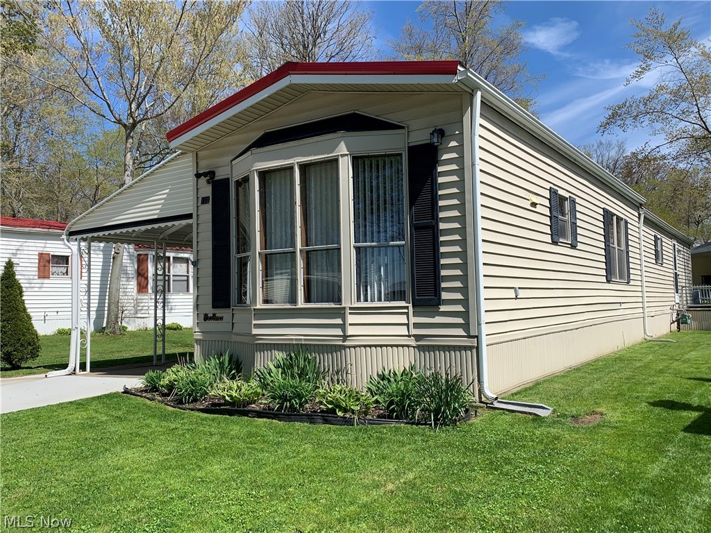 This 2 bedroom 1 bath mobile home is located in Southern Terrace Mobile Home Park in Columbiana. This is a 55+ community. This home is well maintained and move in ready.  Large living room, oak kitchen with all appliances and pantry, and an abundance of cabinets.  New draperies in living room and bedrooms.  Vertical blinds on front windows.  Master bedroom has 2 double closets.  Laundry area with washer and dryer.  Enclosed patio for a place to relax.  Storage shed also included. Ready for you to move right in ! All residents must be approved by park management.