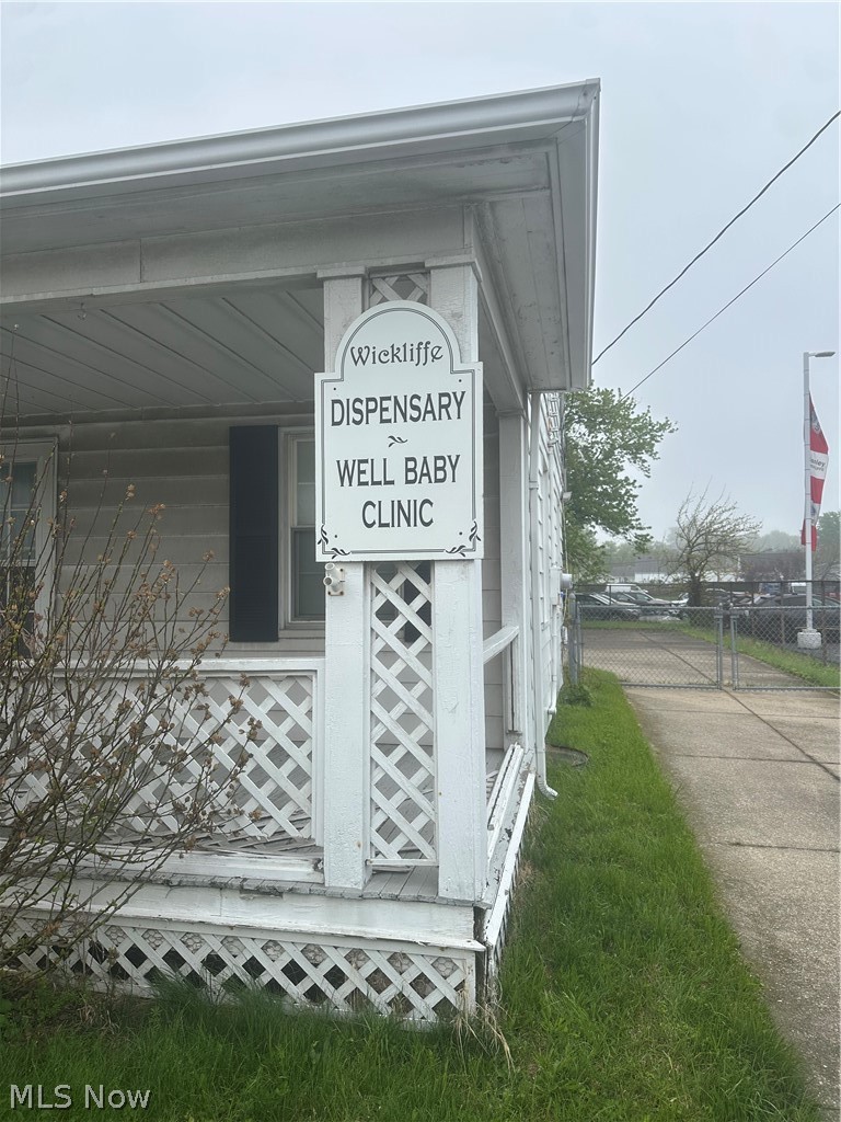 New Price!!! Great opportunity to own a piece of Wickliffe History. The Wickliffe Dispensary. Zoned General Business with plenty of options and opportunities. Car lot,  Doctor, Dentist,  Contractor business with office space. Hair Solon, etc.  endless possibilities. Fenced in parking lot with gate. High Traffic flow. Close to freeways. Easy conversion into office space. All items in building will be removed before closing.  All utilities are on.  Does have a basement. One bathroom. Used for medical in the past.