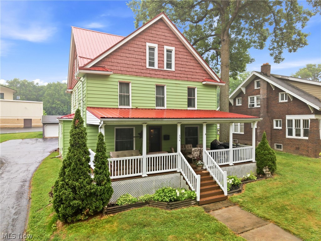 Outstanding opportunity in Salem CSD! This beautifully maintained 3-bedroom, 2-full-bath home boasts incredibly spacious rooms and a wonderful, flowing layout. Designed for ultimate floor plan flexibility, the main level offers a welcoming large foyer and two distinct living spaces: a versatile front living room—complete with newer, custom Amish-built sliding doors to easily close off the space for privacy—and a cozy family room anchored by a warm gas fireplace. The character rich formal dining room is complete with a picturesque window nook providing extra seating and storage.  The updated kitchen shines with quartz countertops, durable cabinetry, and an adjacent closet providing incredible potential for pantry conversion. Step outside to enjoy outdoor living, whether you are entertaining on the large covered 9x32 composite front porch (no staining required!) or relaxing on the private rear brick patio. Notable updates include a durable metal roof, convenient tilt-in windows, cozy fireplace with an insert, and an updated kitchen with quartz counters.  This move-in ready gem won't last long -- schedule your tour today!