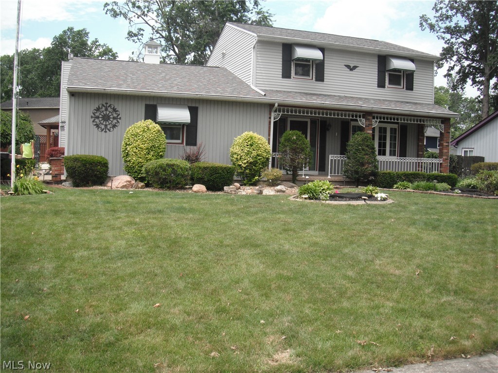 Welcome to this traditional, colonial-style home located on a tree-lined, family-oriented street. Close to shopping, restaurants, churches, and close access to a major highway.  This home has plenty to offer to any new purchaser. The rear yard is fully privacy fenced with an in-ground heated pool to slip into and relax away all the daily grind. Gazebo offers plenty of peace and tranquility as you sip your morning coffee while listening to the birds sing and the waterfall flowing into the fish pond, complete with lily pads and fish. The yard boasts many flower beds, a fire pit area, a storage barn, and plenty of deck space and concrete surrounding the pool area for family and friends to set up their lounge chairs and soak up the sun. A three-season room offers multiple options for sliding windows and sliding doors that access the interior home and exterior pool area.  The recently remodeled family room is complete with a gas fireplace and new laminate flooring.  The kitchen has an island, a breakfast bar, and a separate prep area or bar area. All kitchen appliances will remain. Beautiful hardwood floors flow from the kitchen area into the dining area. The front door leads to a large foyer and all rooms on the main floor, including a convenient half bath. Extra room off the dining area is currently being used as an office. Upper level has three generously sized bedrooms, two full baths with one located in the primary suite. Primary has newer carpet. The lower level is complete with another full bath, utility room, sump pump, a fourth bedroom, and lots of storage options.  Washer and dryer will remain. A two-car attached garage has overhead storage that can also be accessed from outside with a convenient double door entry.  This home has much to offer, so don't wait! Call today for your personal viewing. Roof(2025), complete with cute cupola, pool pump (2026), pool liner (2021), furnace and A/C(2021), new electrical outlets (2025), New backyard electrical (2026).
