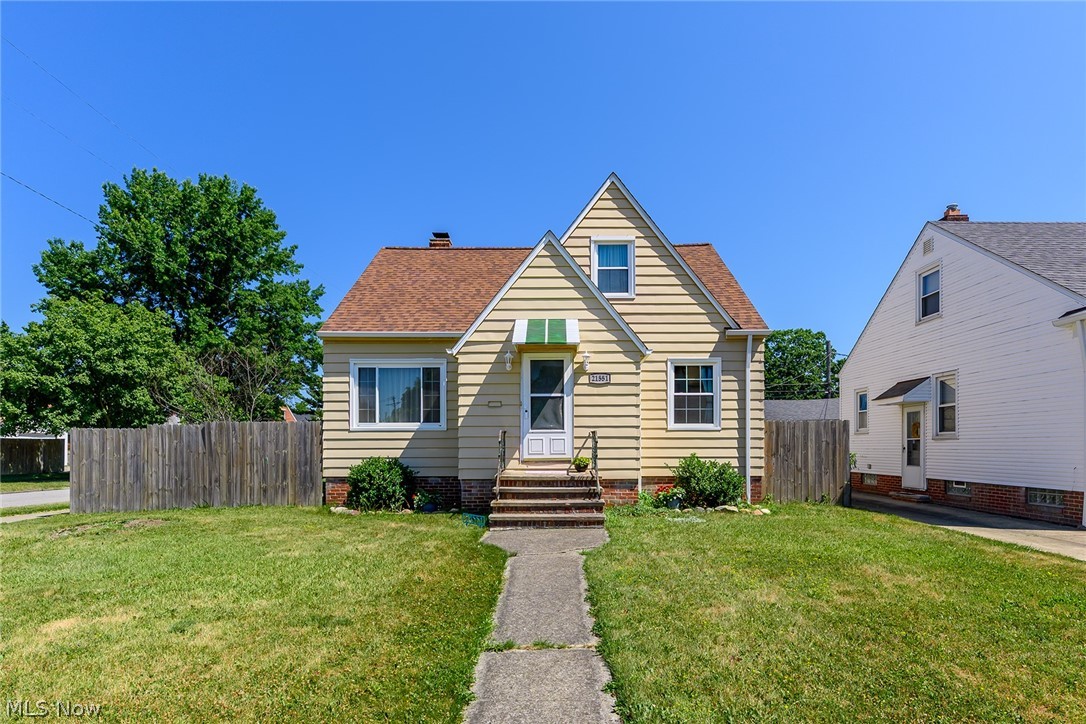Charming cape in Euclid with plenty of space to enjoy! First floor offers an updated eat in kitchen, sunny living room, 2 roomy bedrooms and a full bath.  Expansive bedroom with walk in closet and half bath on the second floor.  Partially finished lower level with an additional full bath and laundry! Fully privacy fenced back yard and a one car detached garage.  Dont miss this one!