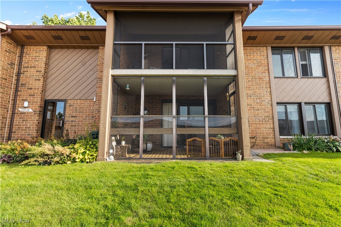 Welcome to this first floor gem in Old Orchard! This beautifully updated 2 bedrooms, 2 bathroom home is ready to impress! Step into the spacious living room that opens to your private screened in patio through a Pella sliding door perfect for relaxing or entertaining. The dining area featuring a custom hand painted mural flows seamlessly into the open kitchen, making hosting a breeze. Head down the hall and find your laundry room, a guest bedroom, full bath, and your primary suite featuring a full bath of its own and custom shelving units in the walk in closest. Head upstairs to find your personal storage locker. Outside a detached garage provides one dedicated parking spot and additional storage overhead. Old orchard offers great amenities, including a community pool and pavilion. Dont miss the chance! Call your favorite realtor and get ready to call this house home.