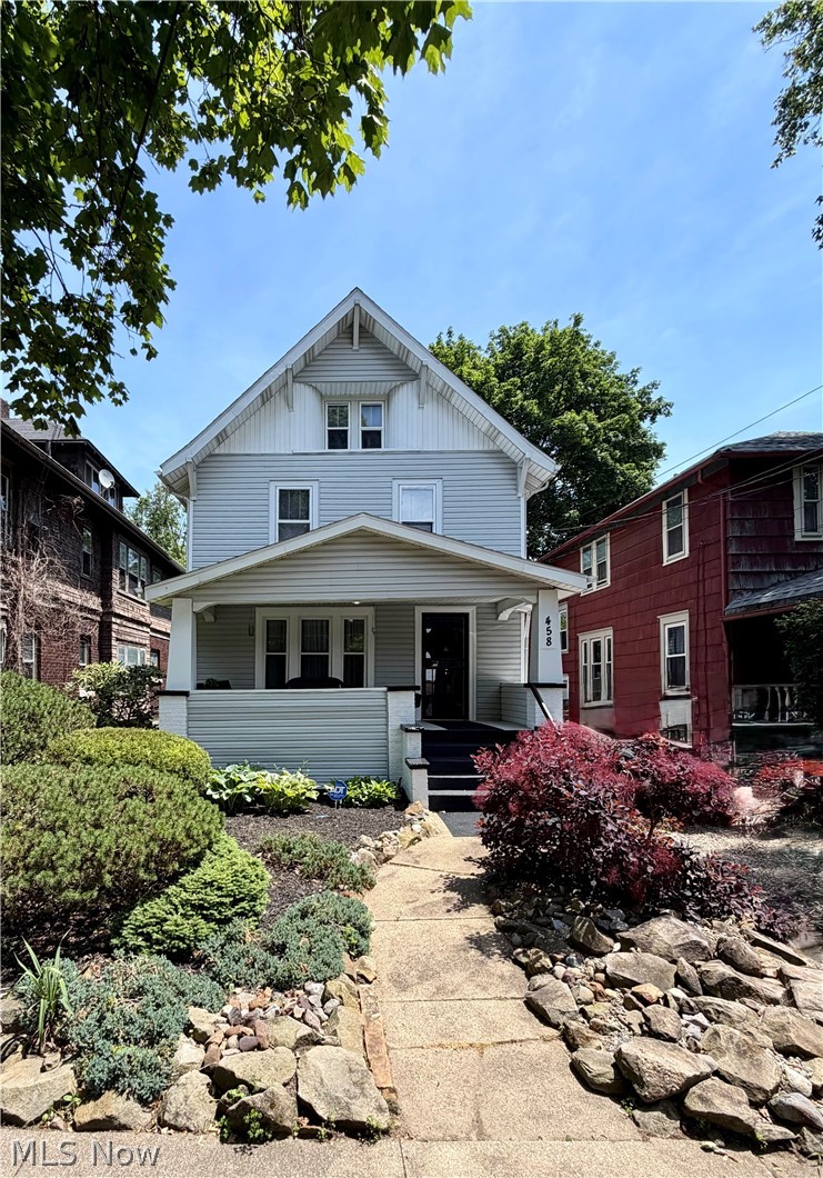 Welcome to 458 Crestwood Avenue! This charming Colonial offers the perfect blend of character and modern updates, featuring 4 spacious bedrooms, 2 full bathrooms, a large 2-car garage, and a fenced backyard. The beautifully renovated kitchen serves as the heart of the home, showcasing brand-new appliances, stylish finishes, original woodwork, and ample space for both everyday living and entertaining. The entire third floor has been transformed into a spacious primary bedroom retreat, offering a private escape with flexibility to suit today’s lifestyle. Outside, enjoy the beautifully landscaped, low-maintenance yard that enhances the home’s curb appeal and provides inviting outdoor spaces to relax and entertain throughout the seasons. Combining timeless charm with thoughtful updates, this move-in-ready home is conveniently located near shopping, dining, parks, the Akron Zoo, and major highway access. Schedule your private showing today and discover all that this exceptional Akron Colonial has to offer!