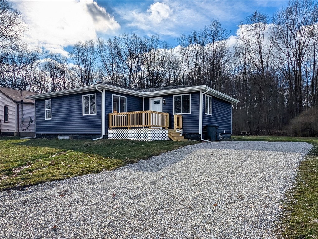 EVERYTHING IS NEW. New Roof, NEW Windows, New HVAC, New Electrical, New Plumbing. New siding. This home has been completely renovated and updated. Nothing to do but move in! Beautiful 3 bedroom 1bath Ranch sitting on a quiet scenic lot on a dead end street. Welcome your guests onto the new front porch, in through the new front door a wait for the compliments. Incredible natural light floods in through the new windows, showcasing the beautiful living room, dining room and beautiful New kitchen. The kitchen showcases new granite counters, and all new cupboards and stainless steel appliances. Nicely sized 3 bedrooms and completely new full bathroom finish off this Ranch. So much to enjoy and be proud of.