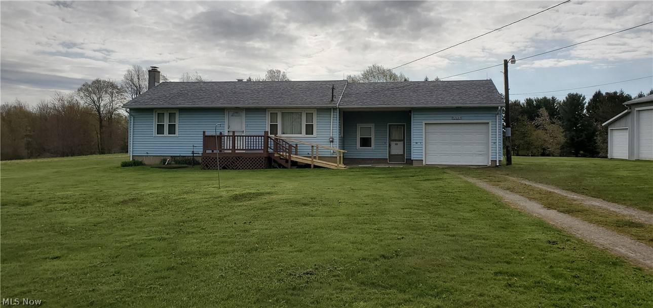 Your piece of the country on a hill! 16 acres of country.  This 2 bedroom, 1 bath (2nd in the basement) home also includes a kitchen and dinette (eat-in kitchen).  large living room, the 2 bedrooms, and a bath.  A bonus room is the large breezeway room between the one car garage and the kitchen.  
To complement this home you will see a large metal sided pole building 30'x40'.  It features 2 extra tall 10' wide overhead doors and 1 large regular overhead doors. There is a lot of possibilities here including nearly 15 tillable acres. A full basement includes a washer and dryer, hot water tank.  Two furnaces. one furnace is a fuel source of NATURAL Gas from a well on a neighboring property currently owned by this Seller (FREE Gas) and the other is an OIL fuel furnace.  Both are forced air.
