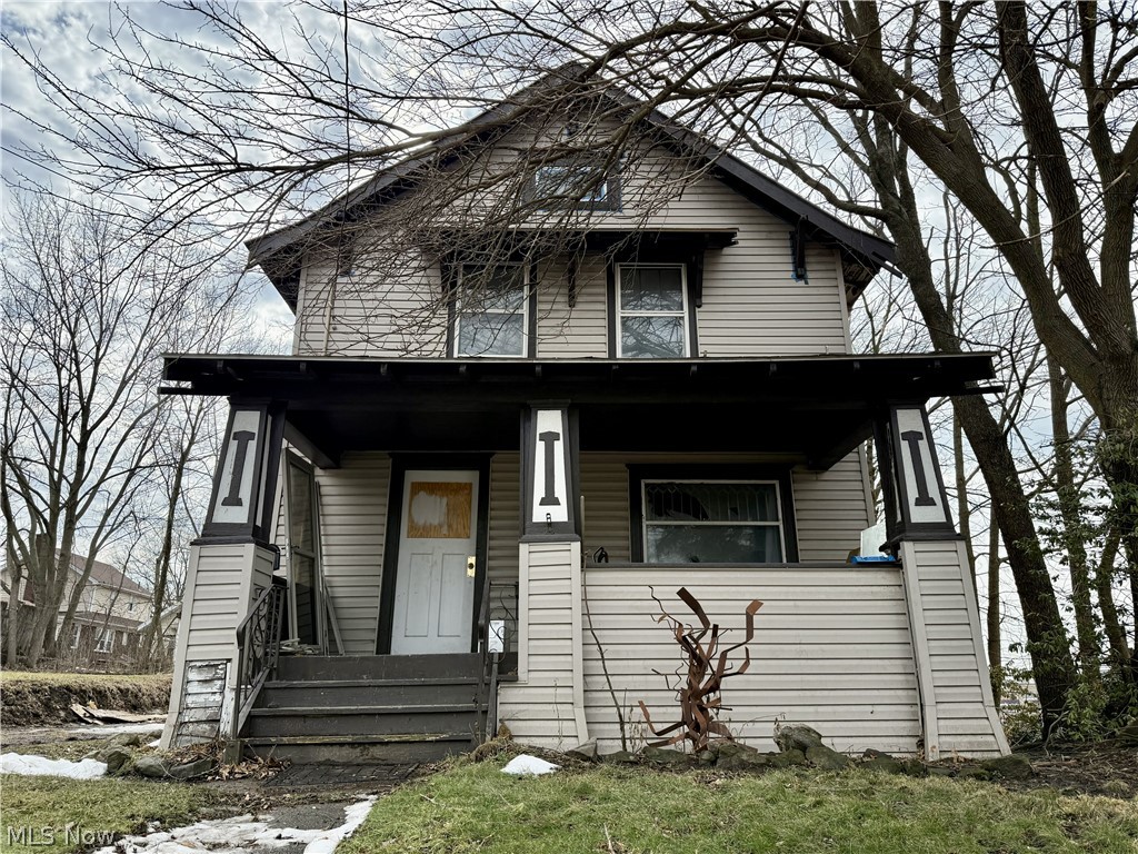 Investment opportunity in Akron! Beautiful woodwork in living room, first floor bathroom, walk up attic. No water or electric on at the property so only day time showings will be approved.