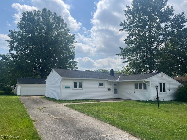 One floor living in a convenient area- close to highways and shopping. Very nice layout home with many features waiting for a new owner. The property just had a new roof & gutters put on June 2026. Home features a large kitchen with a bonus family room off of it- making great sight lines for entertaining. Home has a separate dining room and living room with plenty of natural light. Primary bedroom has a half bath and all three bedrooms are decent sized. The property has a huge 2 car garage with separate work space for completing any project. Can walk easily to North Ridgeville schools. Come see it while it lasts.