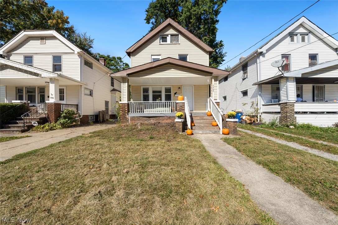 Welcome to 9902 Zimmer Ave, Cleveland, OH! This charming 3-bedroom colonial perfectly blends modern updates with timeless character. From the moment you step inside, you'll appreciate the original details including built-in shelves with leaded glass accents, a decorative fireplace with classic mantel, elegant crown molding in the dining room, and glass-paned French doors that create a beautiful flow between living spaces. The kitchen, fully remodeled in 2023, features granite countertops, soft-close cabinetry, and generous space for an eat-in dining area or the ideal spot to add a main-floor half bath. All kitchen appliances stay with the home. Additional recent updates include a new HVAC system and hot water tank (2023) for peace of mind. Downstairs, the basement offers ample storage and comes equipped with a washer and dryer. The current owner has already added a toilet, making it easy to finish into a private half bathroom. Located just minutes from I-90, Edgewater Park, and downtown Cleveland, this home combines everyday convenience with classic charm, ready for you to move right in and make it your own.