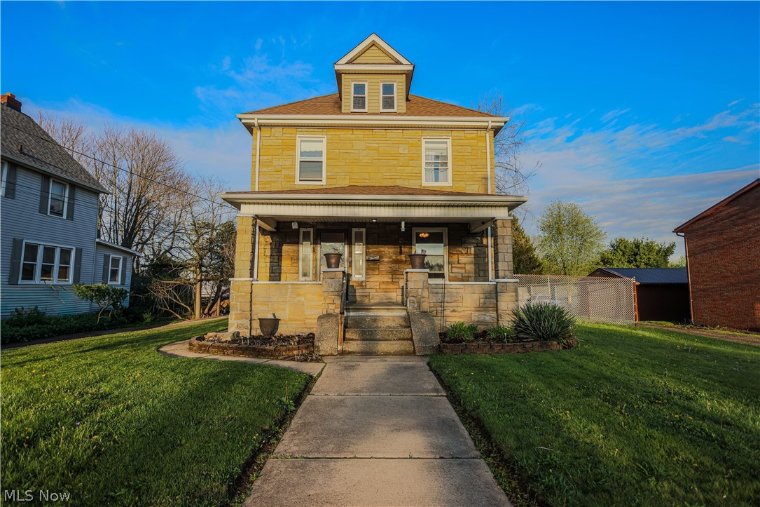 Welcome to this grand two-story stone home located in the heart of the highly desirable Louisville School District. From the moment you arrive, you’ll be drawn to the inviting, large front porch—perfect for relaxing and enjoying the charm of the neighborhood.  Out back, a spacious deck overlooks a generously sized yard, complete with a beautiful fence and plenty of room for entertaining—ideal for creating your own private outdoor retreat.  Step inside to a stunning entryway showcasing gorgeous original woodwork that sets the tone for the character found throughout the home. The main level features a nicely sized living room with classic pocket doors and rich wood detailing, offering both elegance and functionality. The eat-in kitchen provides ample space and opportunity for expansion, highlighted by original wood cabinetry full of charm and potential.  For added convenience, the first floor also includes a half bath, a first-floor laundry area, and a shower.  Upstairs, you’ll find four generously sized bedrooms, which include a versatile living space perfect for a bedroom or family room, office, or craft area, complete with abundant storage. The unfinished attic presents an exciting opportunity to create even more living space, with potential for a fifth bedroom or bonus room.  This home is being sold as-is, offering a unique opportunity for the right buyer to restore and transform it into a truly magnificent property. With its timeless character, spacious layout, and incredible potential, this is a rare find you won’t want to miss.  Call today for a tour!