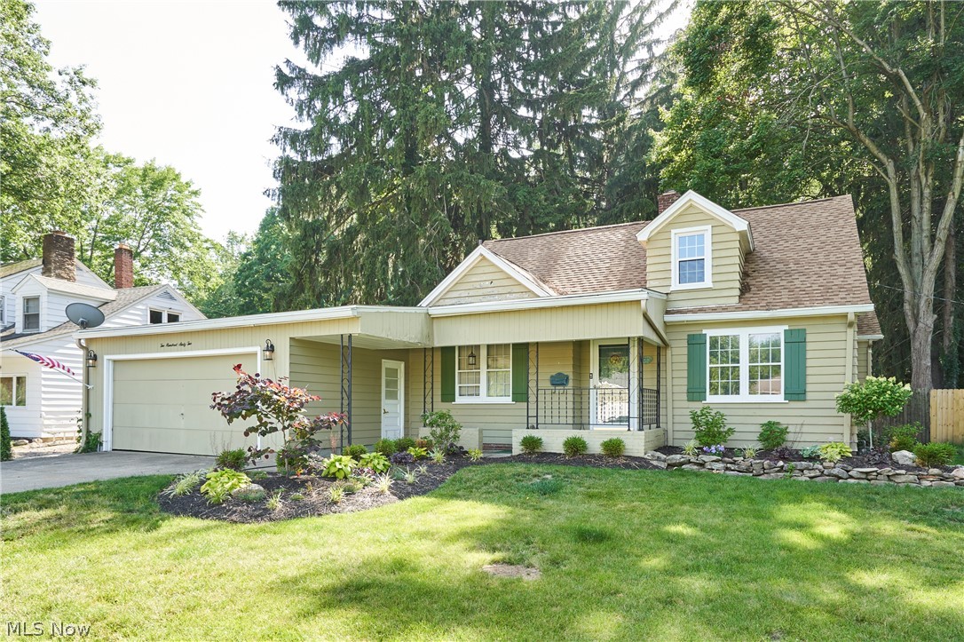 Lovely 3BR 2BA cape on a private wooded lot backing up to dedicated greenspace that just needs your finishing touches! 1st floor features hardwood floors, front living room w/ wood burning fp, dining room, kitchen w/ SS appliances open to open to rear family room addition that adds a ton of space and is loaded with private wooded views of your fenced-in backyard w/ door to access, plus 1 bedroom and a full bath, and an office/den that could easily be converted back to 4th bedroom. The 2nd floor hosts 2 well-appointed bedrooms, loft, and second full bath. The home also features a 2 car attached garage, regraded and replanted backyard, vinyl windows (some updated in ‘25), updated electric panel, central air, newer shed, and roof ‘25. Conveniently located 1 mile from I-77 and just a 5-min drive to Fairlawn shopping and dining.