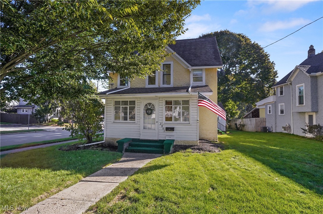 Welcome to 2861 Hudson Dr, a charming colonial-style home in Cuyahoga Falls. This 2-bedroom, 1-bath home offers 1,088 sq ft of comfortable living space. As you step through the front door, you're greeted by a spacious sunroom that flows into the dining room and kitchen. The living room, located just off the dining area, provides a cozy space to relax. Upstairs, you'll find two well-sized bedrooms and a large bathroom. The home also boasts a detached 2-car garage and an unfinished basement for extra storage. Recent updates include fresh paint, new carpeting, replacement windows, and a newer hot water tank and furnace. Don't miss this move-in-ready home! Schedule your private showing today!
