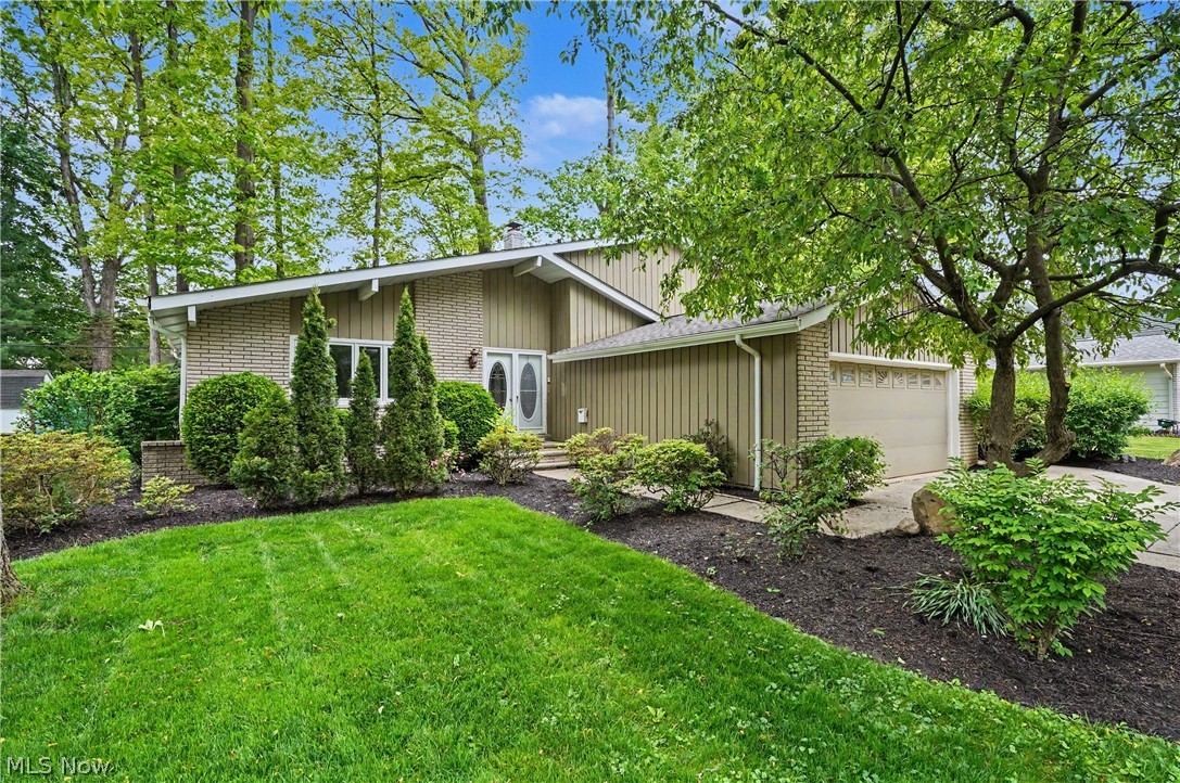Beautifully renovated split-level home in desirable Solon neighborhood. The exterior features cedar, brick and newer vinyl siding and roof (2021) and gutter guards. Notable improvements include high end finishes with LVT flooring, new cabinetry and vanities, porcelain tiles, granite countertops, all new lighting and plumbing fixtures and fresh paint throughout. Welcoming double door entry into the foyer highlights stunning feature wall. Vaulted, beamed L-shaped living and dining rooms. Kitchen boasts brand new cabinetry, granite counter tops, stylish subway backsplash, SS appliances and room for dining that overlooks the family room. Spacious family room with freestanding electric fireplace. The family room opens to the heated sunroom with ceramic floors plus new patio and walkways with pergola. An office or possible 4th bedroom and renovated full bath complete the main floor. The second level includes 3 bedrooms with new carpeting and roomy updated full bath with that also adjoins the primary bedroom. Walk-in attic access through 3rd bedroom closet. The lower level offers additional living space with new recreation room, laundry area including the washer and dryer and half bath. The fully, refreshed fenced backyard has a wood privacy fence at the back and chain link on either side. Main storm sewer line was replaced in 2025. Highly rated Solon Schools! Make this your home today!