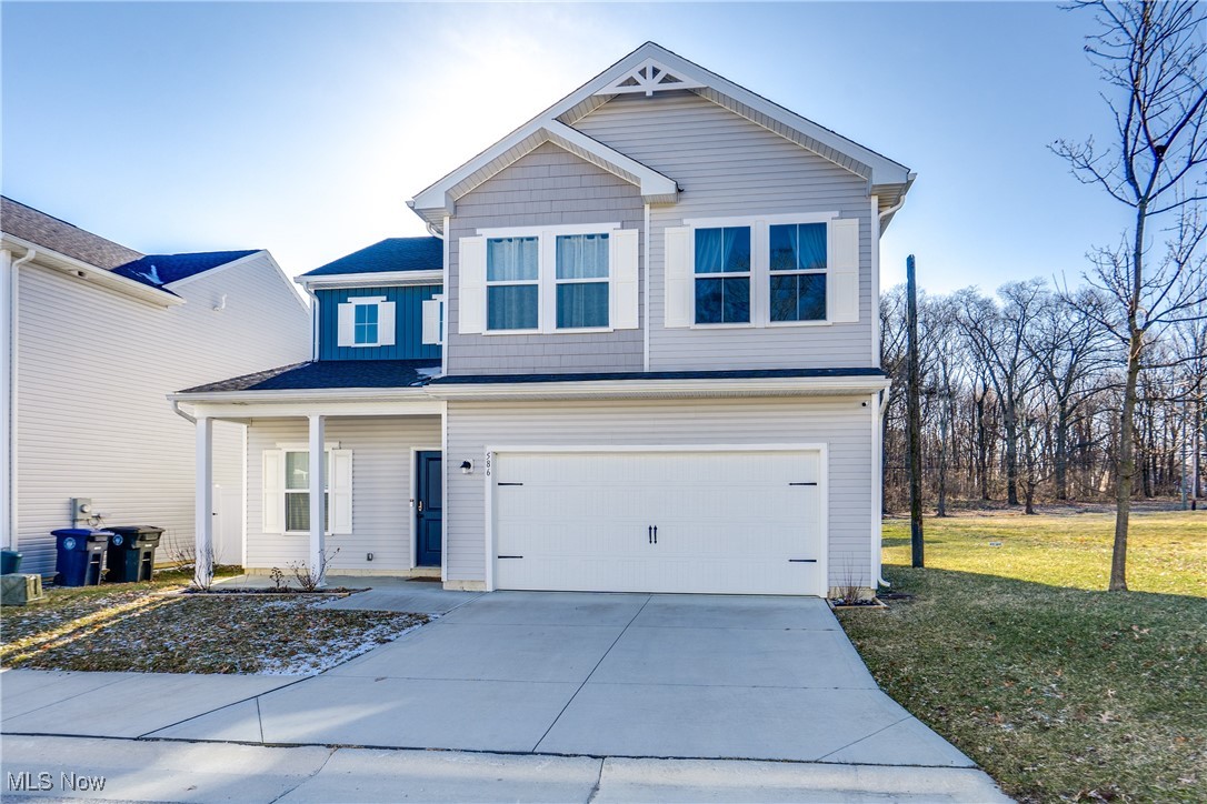 We're so excited to bring you this beautiful home! This 3-bedroom, 2.5-bathroom home offers 1,680 sqft of comfortable living space! Nestled on a dead-end street, this home benefits from a 13-year tax abatement. Step inside to find an open, airy first floor with 10-ft ceilings, vinyl flooring, and white trim. The family room features tall ceilings and a large window that brings natural light. The kitchen boasts white cabinetry, granite countertops, open shelving, and a spacious pantry for extra convenience. A sliding door leads to the backyard. Completing the first floor is the 1/2 bath. Upstairs, a loft area offers additional living or office space. The master bedroom has a walk-in closet, and the ensuite has a double vanity, granite countertops, and a subway tile shower. Two additional bedrooms, a full bathroom, and a laundry room with a washer & dryer included complete the second floor. The exterior includes a cozy front porch and an attached 2-car garage. Conveniently located close to the Akron Zoo, highways, and Downtown Akron, this home is move-in ready and waiting for you! Schedule your showing today!