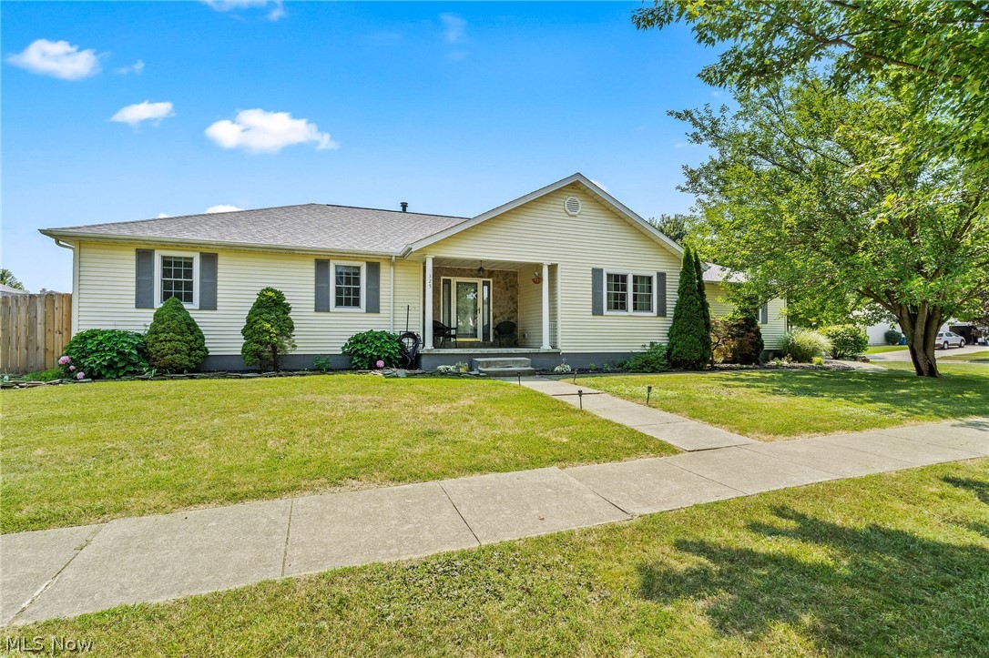 Mr. Rogers does not live here but THE BEST neighbors do. The current owners could not stop talking about how wonderful their neighbors are and how much they will miss them. So if you are looking for a 3-bed ranch home in Wellington that combines updates with comfortable single level living and peace of mind with great neighbors? Welcome to 325 Fieldstone Ct, the total package!  A well maintained ranch offering 1,754 square feet, 3 bedrooms, 2 full bathrooms, a full basement, and an attached 2 car garage on a spacious 0.31 acre, corner lot. This home features numerous recent improvements, including a new roof, new luxury vinyl plank flooring throughout, new kitchen appliances, and a new hot water tank, allowing you to move in with confidence. Step inside through the welcoming foyer and enjoy the open layout connecting the kitchen and living room, creating an inviting space for everyday living and entertaining. The open kitchen has brand new appliances. A separate dining room provides flexibility for gatherings, holiday meals, or a home office setup if desired. A convenient first floor laundry is off the garage and kitchen. The primary owners suite offers an ensuite full bath with separate tub and shower. Two additional bedrooms and a guest full bath allow for friends and family. The full basement offers exceptional storage and exciting possibilities for future finished living space. Outside, the enclosed patio extends your living area and overlooks a privacy fenced backyard complete with an above ground pool, creating the perfect setting for relaxing, entertaining, or enjoying warm Ohio evenings. Offering thoughtful updates with functional living spaces, and desirable outdoor amenities, this 3-bed ranch home in Wellington is ready for its next owner to enjoy.