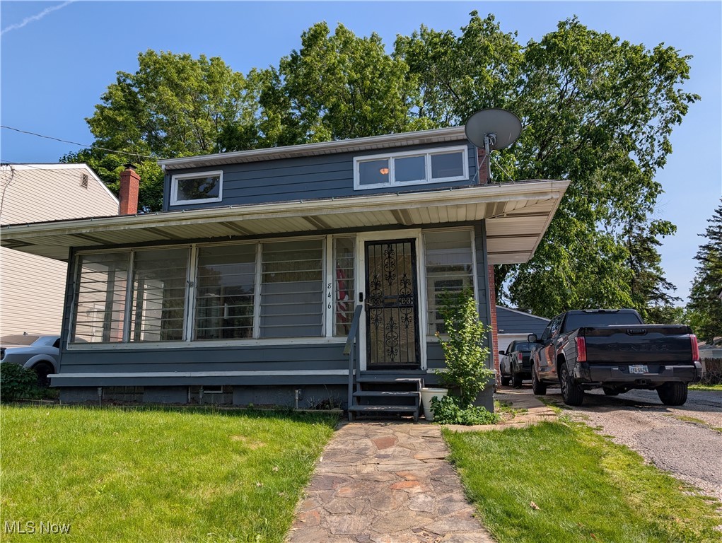 846 Minota Ave, Akron, Ohio 44306 in the highly sought Firestone Park area IS A WONDERFUL 4 BEDROOM HOME with 2 bathrooms, 1 on each level, 1.5 car garage, fenced in rear yard, with 2 different patios, one on the side that is great for grilling located just off the kitchen entry and another inside the rear fenced yard serving the back Family Room and Dining Room! The gorgeous stone front walkway to the front porch is unique as well as the brick paver patio. There is also a front entry enclosed porch as well as a Sunroom off the front Living Room that is separated to the step down Family Room by a generous Dining Room and galley style kitchen with white appliances included. The Family Room has a fireplace but it is unknown for condition since secured due to tenants in place in the past several years. As you go upstairs, you will notice that the home opens up to4 bedrooms including the addition of a Primary Bedroom with a whole wall of closets and plenty of Natural Light throughout the home. The full bathroom on the 2nd floor with all of the bedrooms is easily accessed from the common hallway. Though one bedroom is smaller, the Primary Bedroom more than makes up for that and there is plenty of closet space. There is a unfinished basement that has an old kitchenette and a bathroom that was not being used by the tenants but appears to be functional with water turned on. Speaking of water, for safety we keep the main water turned off while no tenants are occupying the property but is on at the street. There is a home warranty for your peace of mind being offered with the listing for a full year after the buyer closes on the property! The furnace is old but working properly & regularly serviced and mechanical so few parts to repair. Great as an investment property with the 4 bedrooms or as an owner occupied home for someone who wants a lot of living space and bedrooms! AMHA amount is currently at $1,473 for this zip code with 4 bedrooms. Don't miss this great opportunity!
