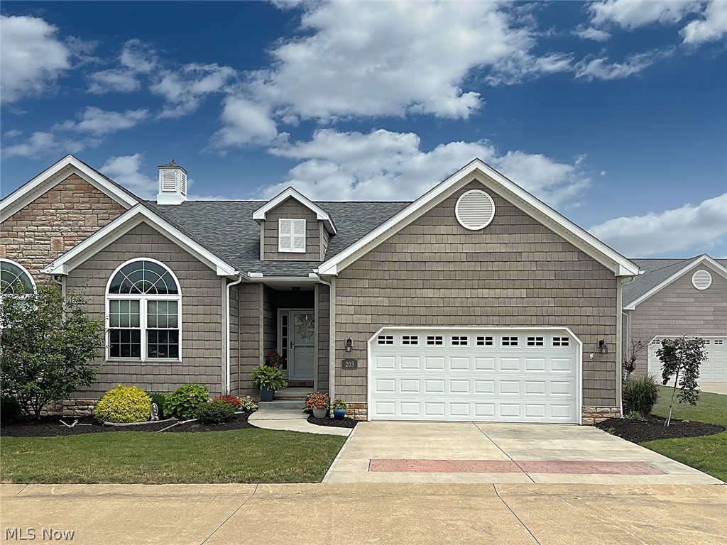 Welcome to effortless lakeside living in the highly sought-after Vermilion Shores community! This beautifully appointed 2-bedroom, 3-bathroom villa, built in 2020, showcases high-end finishes throughout, blending modern conveniences with timeless coastal charm.

Step inside to an inviting open-concept floor plan highlighted by vaulted ceilings and skylights that bathe the home in an abundance of natural light, creating a bright, airy atmosphere you'll love year-round. The warm and welcoming living area features a gas fireplace, with a stunning sunroom that effortlessly brings the beauty of the outdoors in.

Designed with both everyday living and entertaining in mind, the spacious eat-in kitchen offers stainless steel appliances, quartz countertops, abundant cabinetry, a breakfast bar, and plenty of room to gather with family and friends. Convenient first-floor laundry adds to the home's functionality, while the oversized deck provides the perfect place to relax, entertain, or simply enjoy the peaceful surroundings.

Every detail of this exceptional home reflects the owners' thoughtful attention to functionality, comfort, and beauty. The  lower level features a third full bathroom with a walk-in shower, while the remaining expansive basement space provides endless possibilities for the next owners to easily transform it into guest room(s), rec room, or home office with flex space.

Vermilion Shores offers the ultimate maintenance-free living along the shores of Lake Erie. Residents enjoy outstanding amenities including a community pool, tennis and pickleball courts, kayaking, basketball court, a clubhouse with a full kitchen, and a scenic 2,200-foot shoreline walkway leading to a private beach.

If you're ready to live 156 steps from the lake and every day feels like a vacation yet still close to major highways, shopping, medical facilities and within reach of all Cleveland has to offer....this home is for you!