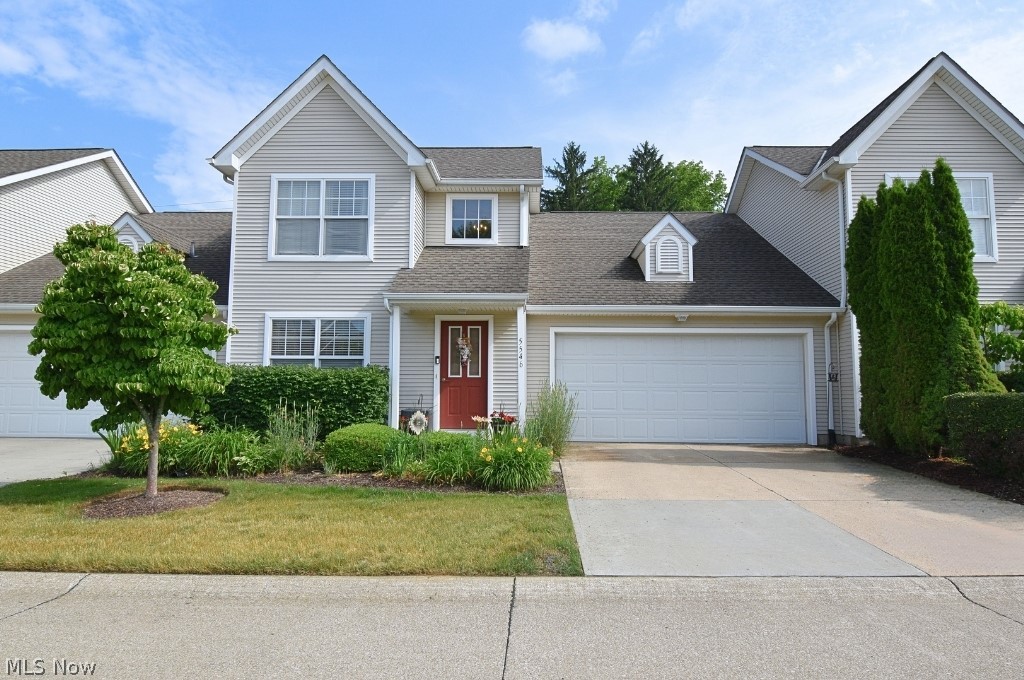 Welcome home to this beautifully updated, move-in ready 3-bedroom, 2-full-bath condo in the highly desirable Retreat at Chapel Cove! This spacious home features a first-floor primary suite with a walk-in closet and private full bath, plus the convenience of first-floor laundry with the washer and dryer included. The inviting living room boasts soaring vaulted ceilings, a cozy gas fireplace, and an open layout that's perfect for relaxing or entertaining. The spacious eat-in kitchen has been beautifully refreshed with stunning quartz countertops, new sinks and faucets (2024), and all kitchen appliances are included. Recent updates provide peace of mind and modern style, including a new heating and cooling system (2024) with a transferable warranty, luxury vinyl flooring (2022), updated light fixtures (2024), and fresh interior paint (2022). Upstairs, you'll find two generously sized bedrooms and a second full bath, offering plenty of space for family, guests, or a home office. Step outside to the private patio and enjoy peaceful views of the beautiful lakefront park directly across the street—an ideal spot for your morning coffee or evening relaxation. Additional features include an attached 2-car garage with pull-down attic access for extra storage. Ideally located directly across from Bill Stanton Community Park, featuring 30 acres of scenic lakefront green space, walking trails, and recreation. Enjoy maintenance-free living just minutes from shopping, restaurants, golf courses, parks, and the shores of Lake Erie. Simply move in and enjoy!