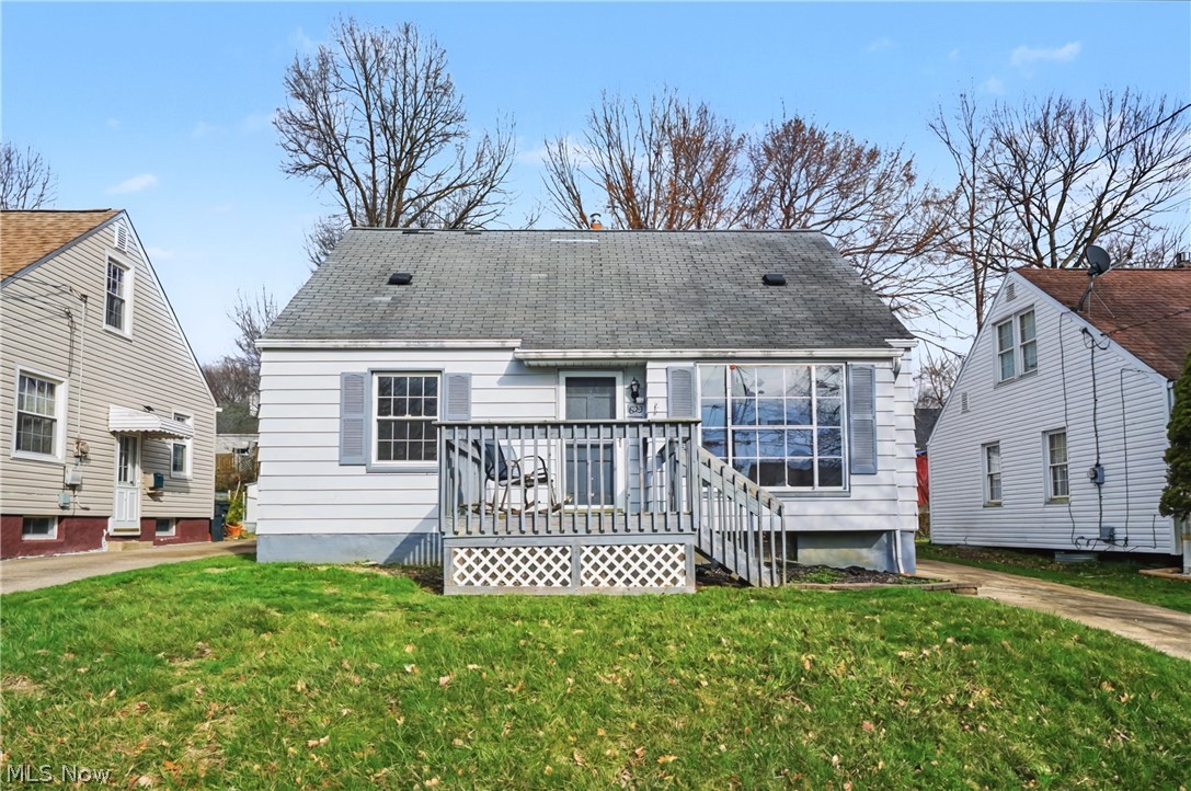 Cape Cod with large living room with big picture window letting in lots of natural light.  Eat-in kitchen with stainless steel appliances, maple cupboards, tile backsplash and slider to fenced backyard and patio. Two bedrooms and full bath complete the first floor.  Upstairs is third bedroom and closet.  Lower level adds rec room, possible 4th bedroom, full bath/laundry room and utility room with shelving for storage.  Detached 1-car garage. A little TLC could turn this into your dream HOME! Home Warrany included.