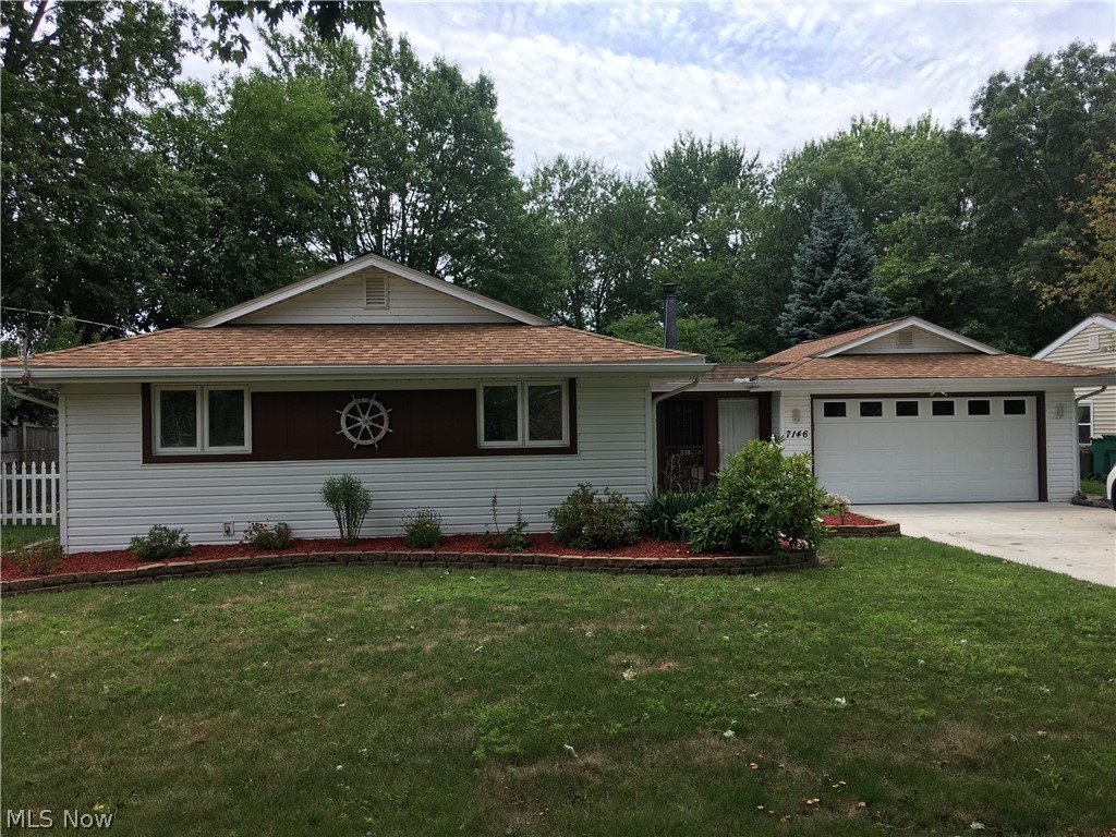 Welcome to this well maintained and updated Mentor Ranch. Newer Kitchen, Bath, Doors, Windows, Furnace, Roof and Driveway. Kitchen appliance stay! Comfortable one floor living close to the lake. The Family Room has a wood burning stove to warm you on those icy winter nights. Outside a well manicured yard, with a wood fenced backyard for privacy, a shed for your tools and toys and a cedar house for a hot tub or whatever you like. Check this one out before it's gone!