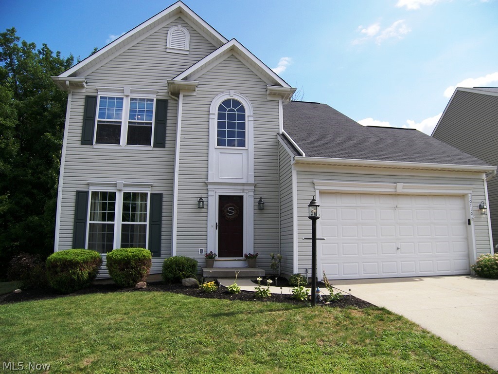 Very pretty colonial in today’s colors!  You can move right into this transitional style home on a cul de sac!  There is an open foyer with 9’ ceilings that leads to the dining room featuring wood flooring, crown molding, a chair rail and wainscoting.  Open and airy, the kitchen offers good cabinet space, Corian countertops, appliances and a movable island with granite, as well as an eating area with sliding doors to the quiet patio - perfect for relaxing in the canopy of your wooded backyard.  The kitchen opens to the spacious great room with a gas fireplace and nice windows affording natural light.  All bedrooms are on the second floor with the master suite featuring a large walk in closet and full bath with double sinks and a tub/shower.  The other two bedrooms and full bath are generous in size.  There is plenty of room for storage in the full basement.  Greentree is a great neighborhood with plenty of walking space.