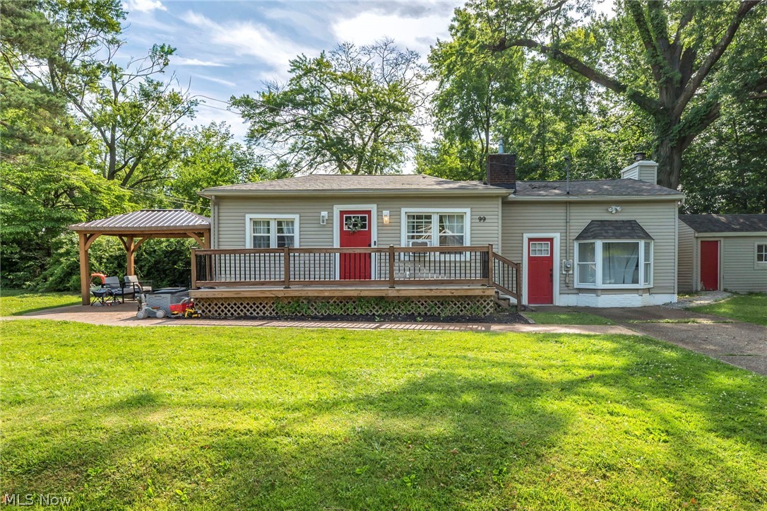 Welcome home to this charming move-in ready ranch tucked in a quiet Mogadore neighborhood just minutes from schools and parks. With almost 1,000 sqft, this 3 bedroom, 1 bath home proves that good things really do come in well-designed packages.The open layout is filled with natural light and flows effortlessly into a standout kitchen featuring granite countertops, a center island, and modern cabinetry—perfect for morning coffee, weeknight dinners, or hosting without feeling cramped. Fresh flooring, updated fixtures, and neutral finishes keep the vibe clean, comfortable, and ready for your personal touch. Outside, the spacious corner lot gives you room to breathe, while the newly added stamped concrete walkway and patio with pergola set the scene for summer nights, quiet mornings, and everything in between. And for peace of mind? The furnace, water heater, and windows have all been updated—because the not-so-fun stuff matters too. This home checks all the right boxes. With limited inventory in Mogadore, opportunities like this don’t come around often... so don’t blink!