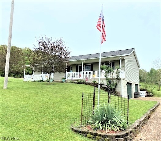Move in ready ranch home in the Franklin Local SD.  This home offers split living floor plan w/large master suite w/his and hers closets, main flr. laundry w/newer washer and dryer, kitchen w/updated appliances and pantry, 2 bedrooms on the opposite side of the main flr and full bath, nice screen in porch off the dining room for enjoying the warm weather days, patio, firepit and above ground pool w/nice decking. (This home is perfect for the buyer who enjoys the outdoors), lower level (poured walls) is partially finished w/shelving and nice family room.  2 car garage and nice shed for additional storage and sprawling covered front porch.  All this and situated on gorgeous 5 acres.