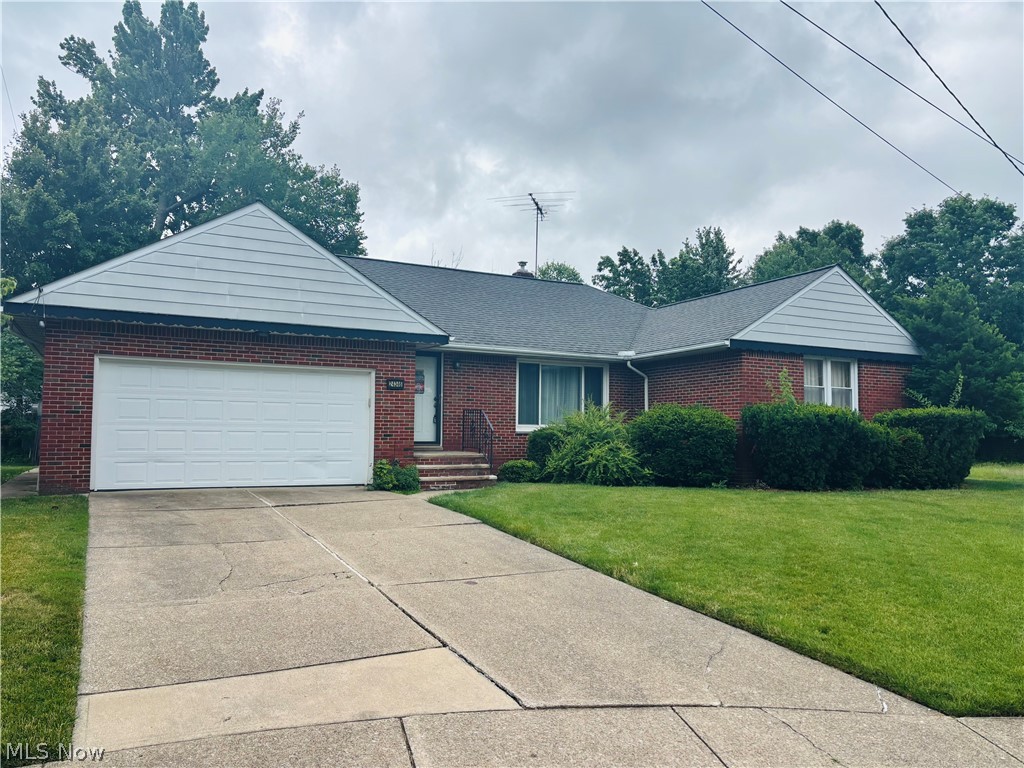 Well-cared-for 3-bedroom, 1.5-bath all-brick ranch in Euclid that is ready to move right into! This house is in really good condition and features neutral paint colors throughout. The main level includes comfortable living spaces, an updated full bathroom, and a convenient half bath located right off the 2-car attached garage. Downstairs, there is a partially finished basement giving you great extra space for a rec room and storage. You will have total peace of mind knowing the home has a newer roof and a newer hot water tank. Outside features a recently redone covered patio overlooking a huge, open green backyard with plenty of room to enjoy.