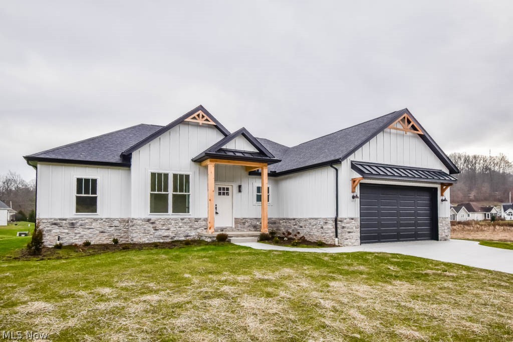 This stunning new build in Meadow Glen is waiting for you! Upon entry through the front door there is an office with abundant natural light and a mudroom with a convenient built-in boot bench with direct access to the 2 car garage.Waterproof vinyl flooring continues throughout the inviting living room and eat- in kitchen. The kitchen boasts custom Coffee Run construction cabinetry featuring both full extension and soft close capabilities. With black stainless steel appliances and walk in pantry this chef's kitchen is perfect for preparing your favorite meals and spending time with guests. This home has a desirable split bedroom layout. The private master suite includes a walk-in closet, a stunning full bathroom with double sinks, soaking tub, and stand alone shower with dual heads. There are 2 additional sizable bedrooms and a full bathroom with great finishes. The first floor laundry makes this home desirable and completes the main level. A partially finished lower level includes plum