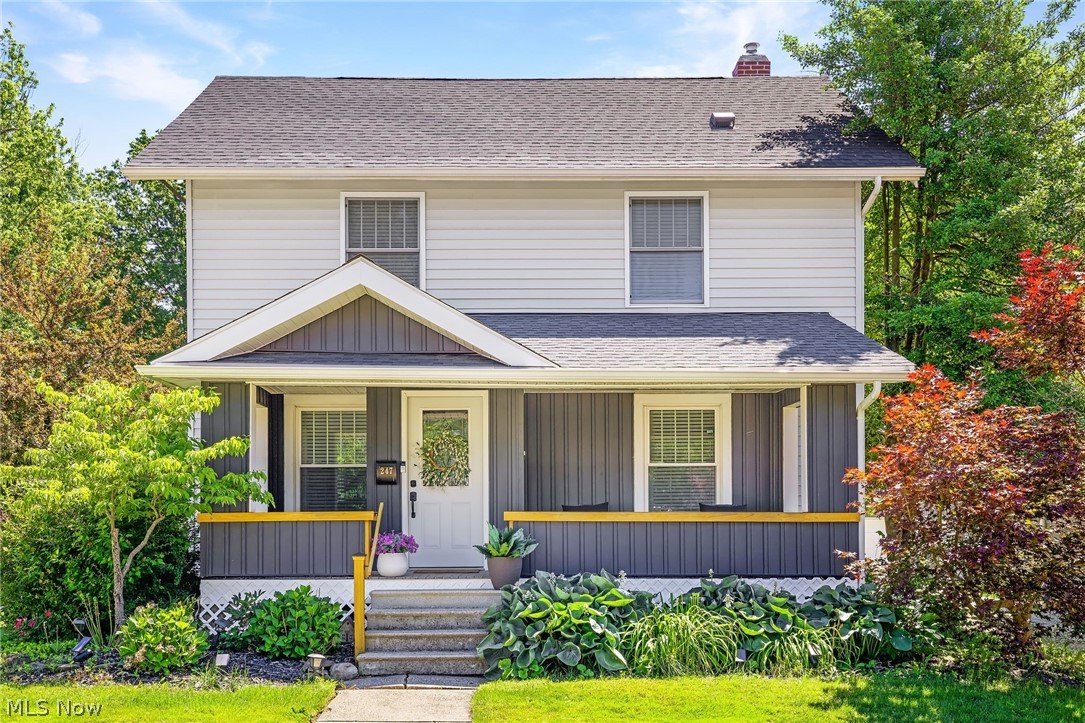 Welcome home to this picture-perfect Colonial nestled along the iconic brick section of Highland Ave, blocks from Wadsworth’s historic downtown and moments from Durling Park! Full of charm and beautifully updated, this home offers the perfect blend of character, comfort, and modern style.

Renovated in 2023, the home features major updates inside and out, including new siding, gutters, roof, windows, doors, LVT flooring, carpet, fresh paint, an updated kitchen, remodeled bathroom, modern fixtures, and more. The inviting covered front porch and striking two-toned vertical and horizontal siding create standout curb appeal from the moment you arrive.

Inside, neutral finishes and many large windows invite warm natural light, creating a space that feels both fresh and welcoming. The eat-in kitchen is a true focal point, showcasing custom two-toned soft-close cabinetry, peninsula seating, open shelving, tiled backsplash, a brick accent wall, and a charming breakfast nook. Just off the living room, a cozy library or den features built-in bookshelves, a ventless fireplace, and sliding doors leading to the back deck and paver/flagstone patio, perfect for quiet mornings, entertaining, or unwinding at the end of the day.

The second floor offers three bedrooms and a beautifully remodeled full bath with a tiled walk-in shower and soaking tub. The finished third floor provides a spacious fourth bedroom complete with a sliding barn door and a walk-in closet. Since purchasing, the current owners have added even more peace of mind with a waterproofed basement and a new water softener.

This move-in-ready home offers timeless charm, thoughtful updates, and a location you’ll love. I invite you to come and see what makes it so special!