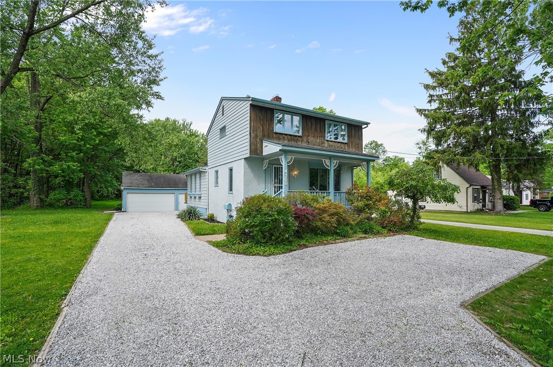 Beautifully Remodeled Home with the right mix of new and old to keep the character. Gorgeous Updated Kitchen with butcher block countertops, white cabinets, new hardware, SS Gas Stove, Microwave, refrigerator and dishwasher, oversized, deep sink and tiled back splash. The amount of cabinets and counter space make this a true chef's dream and opens to a generous sized dining space. Perfect to entertain. First floor primary bedroom with double closets and en suite Full bathroom is a welcome bonus. L-Shaped Living Room offers several options for setting up the furniture you desire. New flooring, light fixtures and hardware throughout. Head upstairs to two large bedrooms with hardwood floors and a tiled full bathroom so beautifully intact it would have been a shame to tear it apart. The basement is an additional surprise. Two sections, one under the original house with laundry area and half bathroom plus the new high efficiency zoned combi heating system and hot water tank providing on demand and with HWT tied in to the tankless for the primary bathroom. The other section is partially finished with book cases, own heating and perfect for a recreation room. Almost one acre of land in this hidden gem. The backyard is a real treat with oversized 2 car detached garage that has a bonus spacious shed off the back allowing for ample room to storage all of your yard equipment and more! This gem of a house offers many options, spectacular land, and updates all in North Olmsted !