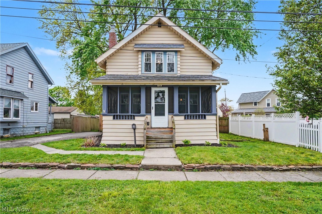 Charming is the perfect word to  describe this home. A spacious front screen porch has plenty  of room to enjoy the outdoors. The formal living and formal dining are open and bright with beautiful hardwood floors. The galley kitchen has a back door to access the huge deck porch overlooking the privacy fenced back yard and shed. The master bedroom is 15 x 13 with two closets. The third room used as a bedroom does not have a built in closet. According to the previous listing updates done within approximately the past 10 years includes: electric panel, furnace, HW tank, newer roof and windows. The basement was waterproofed at one time with a sump pump. It's an ideal Cuyahoga Falls location within walking distance to the Natatorium, downtown events, restaurants, shopping and the bus line. The new owner will enjoy the reasonably priced CFalls utilities and the first year home warranty.