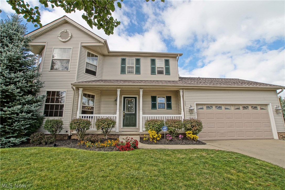 Recently updated cul-de-sac home with Lake Erie view. This 2200 +square foot, 4 bedroom home home is move-in ready! This beautiful, well maintained, Chadwick Homes colonial was a model home and comes with many upgrades and has been recently updated. The spacious family room, with stone gas fireplace, and adjacent open large formal dining room are a great place to entertain family and friends. The sliding door off of kitchen opens to a deck and fenced back yard. There is also a first floor half bath and laundry room. Upstairs are three large bedrooms. The master bedroom features a walk in closet, and master bath. There is plenty of room for storage or play in the finished basement which includes an additional full bath and fourth bedroom. The neighborhood has streetlights. sidewalks and deeded access to the lakefront community park/beach and walking trails. This home has so much to offer!