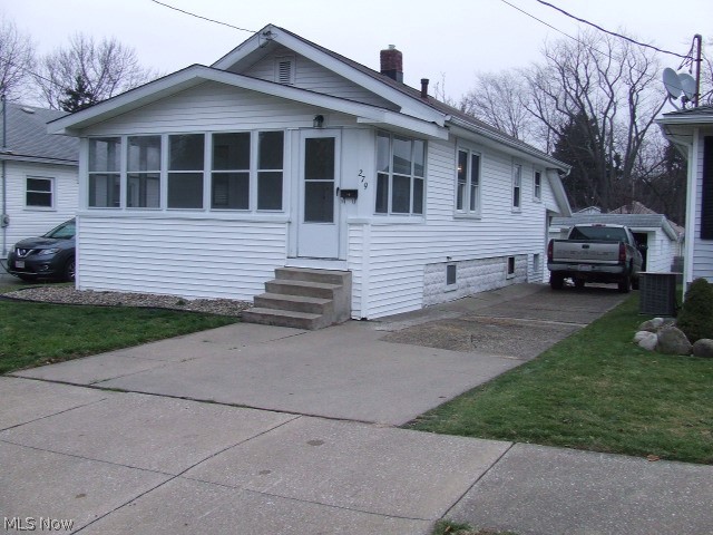 Cute, updated 2-bedroom Ranch with large, applianced eat-in kitchen.  First floor has living room, two bedrooms, full bathroom, kitchen with lots of counter space, appliances and room for a table, and enclosed front porch.  There is a full bathroom with step-in shower in the basement.  Updates include flooring, paint, furn-a/c 1 year, windows 2 years, basement freshly painted, block windows.  There is a back porch, detached 1-car garage with attached "shed", and firepit in backyard.  Great house for 1st time homebuyers, downsizing or rental income.  Home warranty included!
