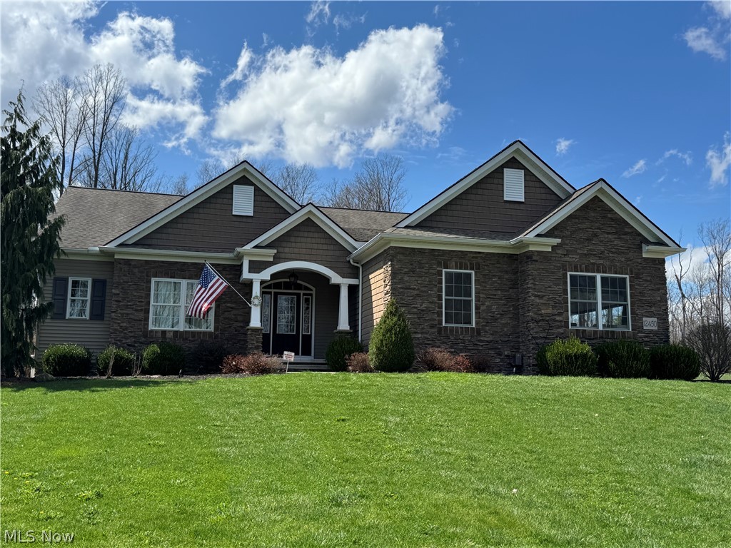 Three bedroom ranch built 2014, 2x6 construction, 2 full baths, great room with fireplace, kitchen with dining area and island, granite in kitchen and master bath, soaking tub, covered back porch with hot tub and privacy fence, landscaped yard with irrigation system, storage shed, 2 car side entry garage with remotes, keypad entry outside garage, security system, appliances included (washer, dryer, refrigerator, stove), hot tub included still under warranty, septic system inspection and pump March2026, Full basement with plumbing hookups to finish basement if desired, public water, water softener,  Concrete Driveway, Hot and Cold water in garage, Gas Heater in Garage